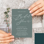 Sage Green Botanical Elegant Script Vrijgezellenfe Uitnodiging Briefkaart