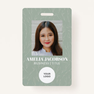Sage Green Botanical Employee Photo ID Logo Badge