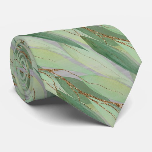 SAGE GREEN BOTANICAL EUCALYPTUS GRAY STROPDAS (Opgerold)