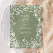 Sage Green Botanical Lijst Wedding Menu