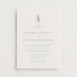 Sage Green Botanical Monogram Wedding Invitation Aankondiging