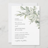 Sage Green Botanical Photo Back Wedding Kaart (Voorkant)