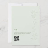 Sage Green Botanical QR Code Faire-part de mariage (Dos)