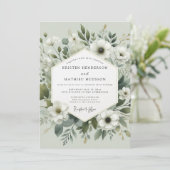 Sage Green Botanical Romance Wedding Kaart (Staand voorkant)