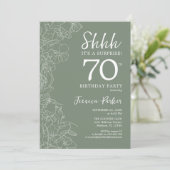 Sage Green Botanical Surprise 70th Birthday Kaart (Staand voorkant)