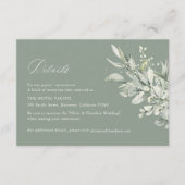 Sage Green Botanical Wedding Accommodation Informatiekaartje (Voorkant)