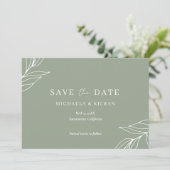 Sage Green Botanical Wedding Foto Save The Date (Staand voorkant)