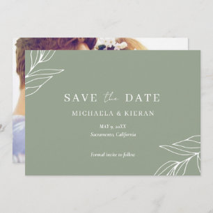Sage Green Botanical Wedding Foto Save The Date