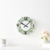 Sage Green Botanical White Gold 2 WALL HORLOGE (Maison)