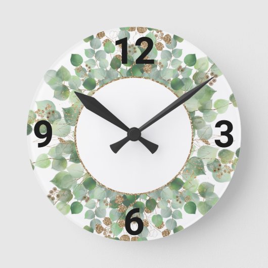 Sage Green Botanical White Gold 2 WALL HORLOGE (Recto)