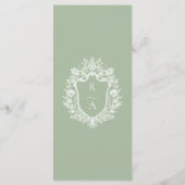 Sage Green Botanico Crest Monogramme Mariage Menu (Dos)