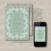 Sage Green Botanische Bloemen Huwelijk Kaart