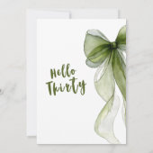 Sage Green Bow 30th Birthday Invitation (Dos)