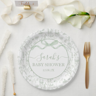 Sage Green Bow Baby shower Boy Papieren Bordje