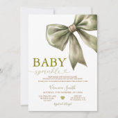 Sage Green Bow Baby Sprinkle Invitation (Devant)