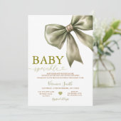 Sage Green Bow Baby Sprinkle Invitation (Debout devant)