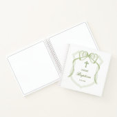 Sage Green Bow Crest Baptism Livre d'invité (Intérieur)