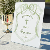 Sage Green Bow Crest doop welkom Reclamebord Met Voetstuk