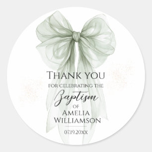 Sage Green Bow doop Ronde Sticker