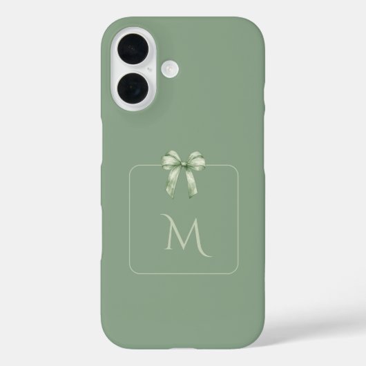 Sage Green Bow Initial Aesthetic Case-Mate iPhone Case (Achterkant)