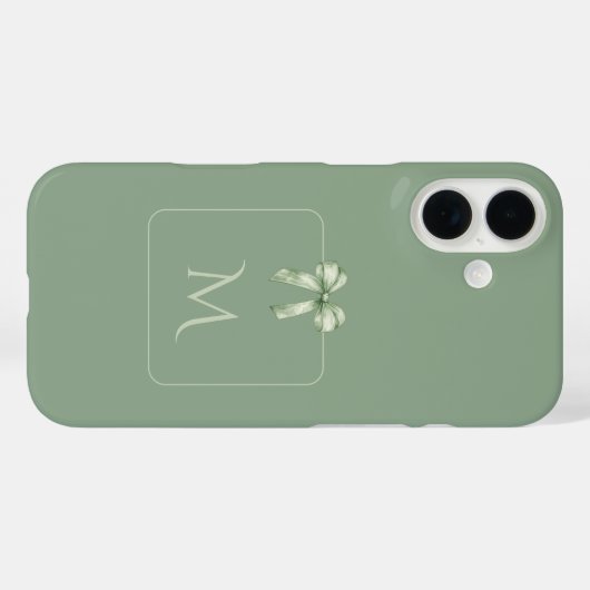 Sage Green Bow Initial Aesthetic Case-Mate iPhone Case (Achterkant (horizontaal))
