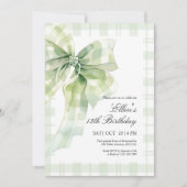 Sage Green Bow Invitation Anniversaire (Devant)