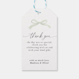 Sage Green Bow Monogram Thank You Message Wedding Cadeaulabel