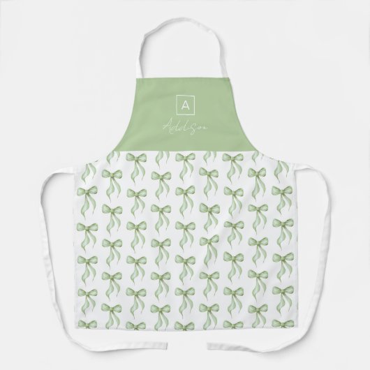 Sage Green Bow Pattern Monogram Personalized Schort (Voorkant)