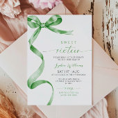 Sage Green Bow Sweet 16 Anniversaire Invitation