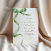 Sage Green Bow Sweet 16 Anniversaire Invitation