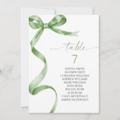 Sage Green Bow Tafel Nummer Zitplaatskaart Kaart (Voorkant)