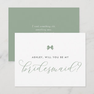 Sage Green Bow wordt mijn bruidsmeisje Kaart