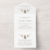 Sage Green Boy Baby Clothes Baby Shower All In One Uitnodiging (Binnen)