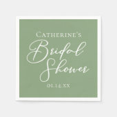 Sage Green Bridal Shower Personalized White Script Servet (Voorkant)