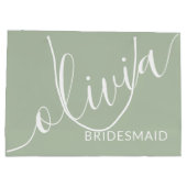 Sage Green Bridesmaid Modern Minimalistisch Script Groot Cadeauzakje (Achterkant)