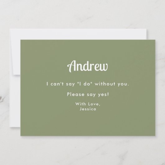 Sage Green Bridesman Proposition Script Invitation (Dos)