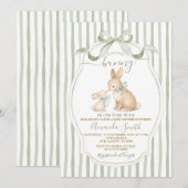 Sage Green Bunny Baby Shower Dusty Green Kaart (Voorkant / Achterkant)