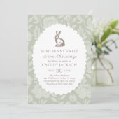 Sage Green Bunny Baby shower Kaart (Staand voorkant)