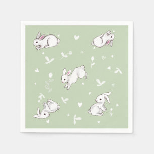 Sage Green Bunny Paper Napkins Servet