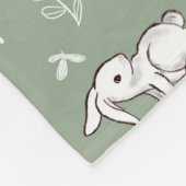 Sage Green Bunny Patterned Fleece Deken (Hoek)