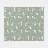 Sage Green Bunny Patterned polaire couverture (Devant (Horizontal))