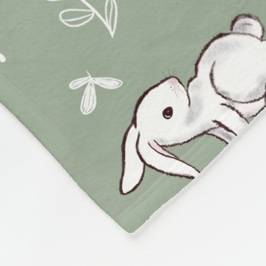 Sage Green Bunny Patterned polaire couverture (Coin)