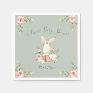 Sage Green Bunny Rabbit Baby shower Napkins Servet