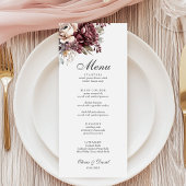 Sage Green & Burgundy Floral Mariage Menu