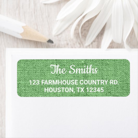 Sage Green Burlap Modern Rustic Etiket (Insitu)