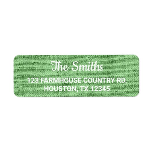 Sage Green Burlap Modern Rustic Etiket (Voorkant)