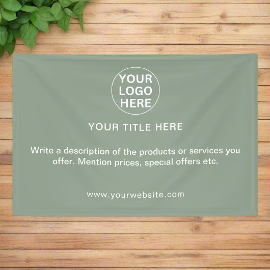 Sage Green Business Logo & Tekst Professionele Pro Spandoek