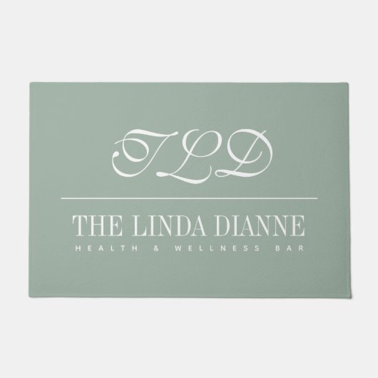Sage Green Business Name Monogram Deurmat (Voorkant)
