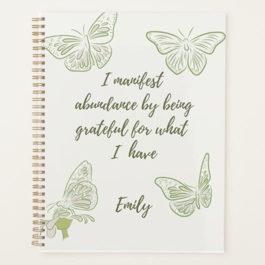Sage Green Butterfly Affirmation positive (Devant)
