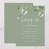 Sage Green Butterfly Loves in Bloom Vrijgezellenfe Kaart (Voorkant / Achterkant)